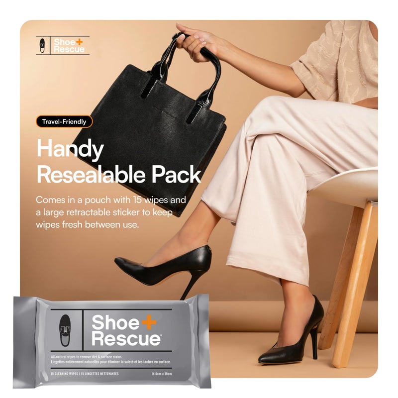 Boot Rescue ShoeRescue All-Natural Cleaning Wipes. Remove Dirt & Surface Stains from Leather & Suede Shoes & Boots. Box of 10 Individually Wrapped Wipes. - Image 4